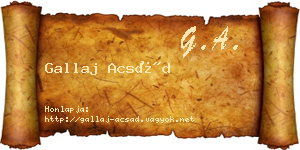 Gallaj Acsád névjegykártya